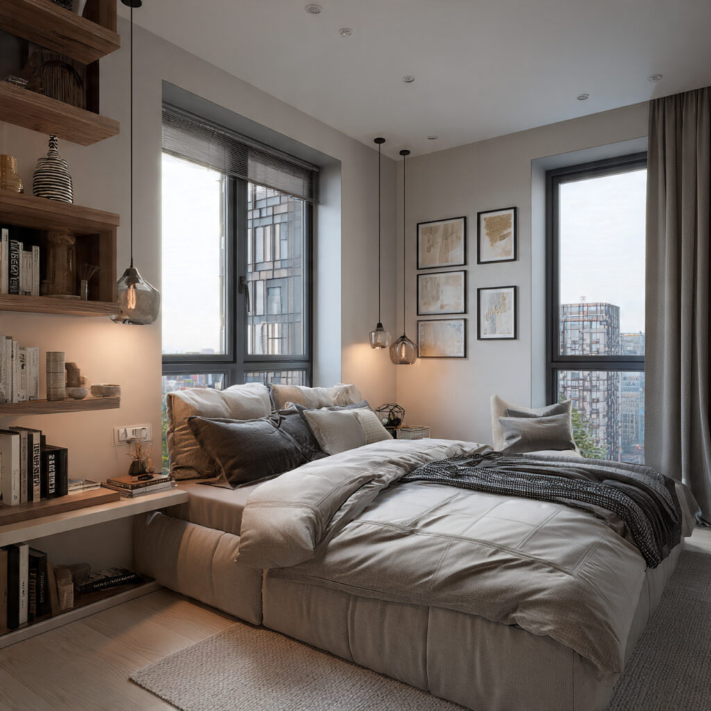 Modern small bedroom ideas in urban style for city apartments