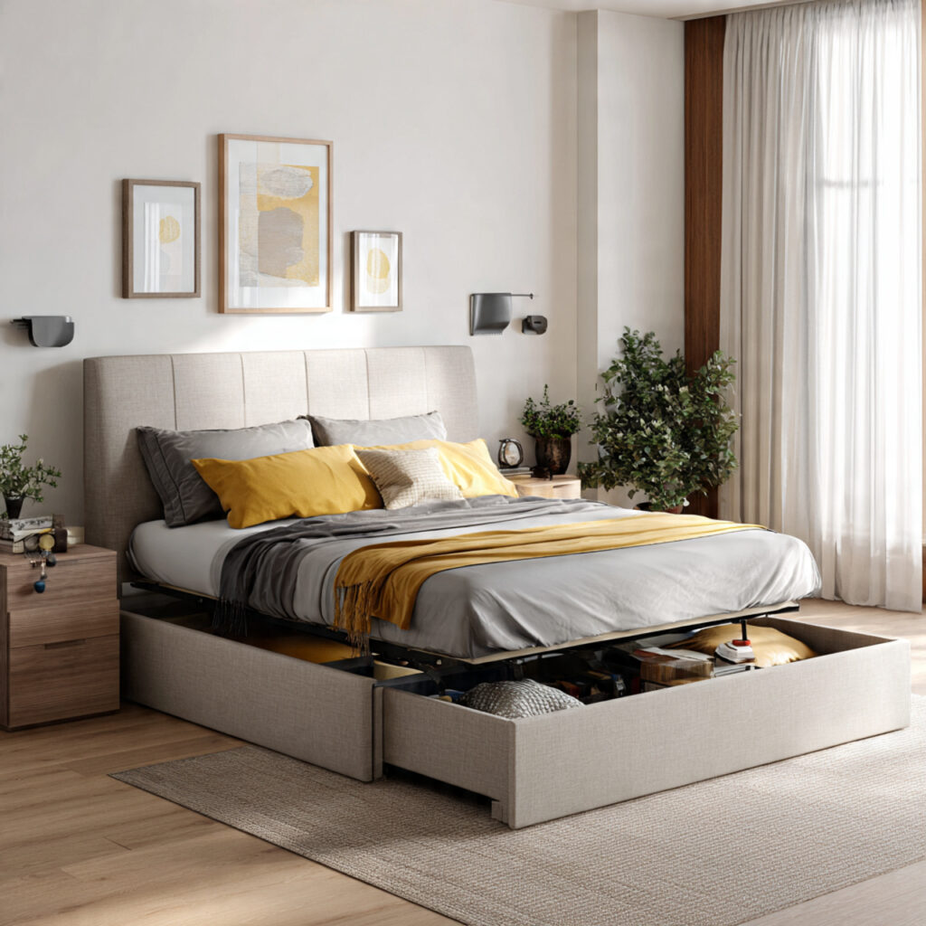 modern bedroom furniture for small rooms with storage bed solutions