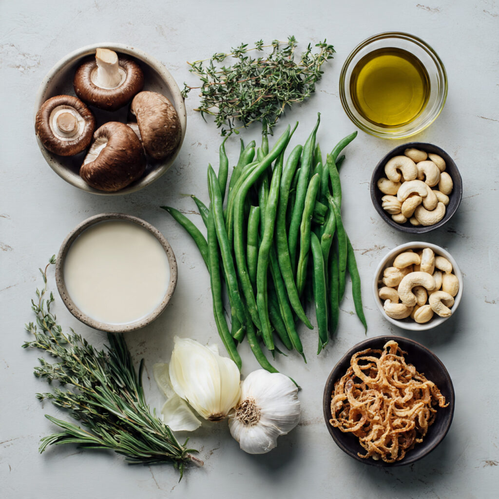 Creamy Vegan Green Bean Casserole With Mushroom Sauce