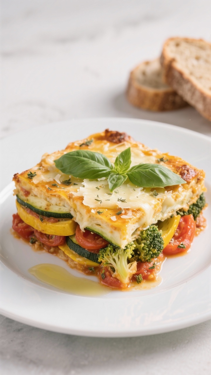 Final plated presentation: Restaurant-quality serving of the Healthy Baked Vegetable Casserole on a 