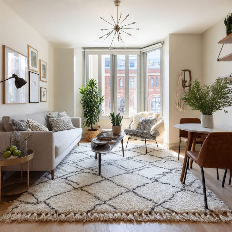 using rugs to define zones in a small living room
