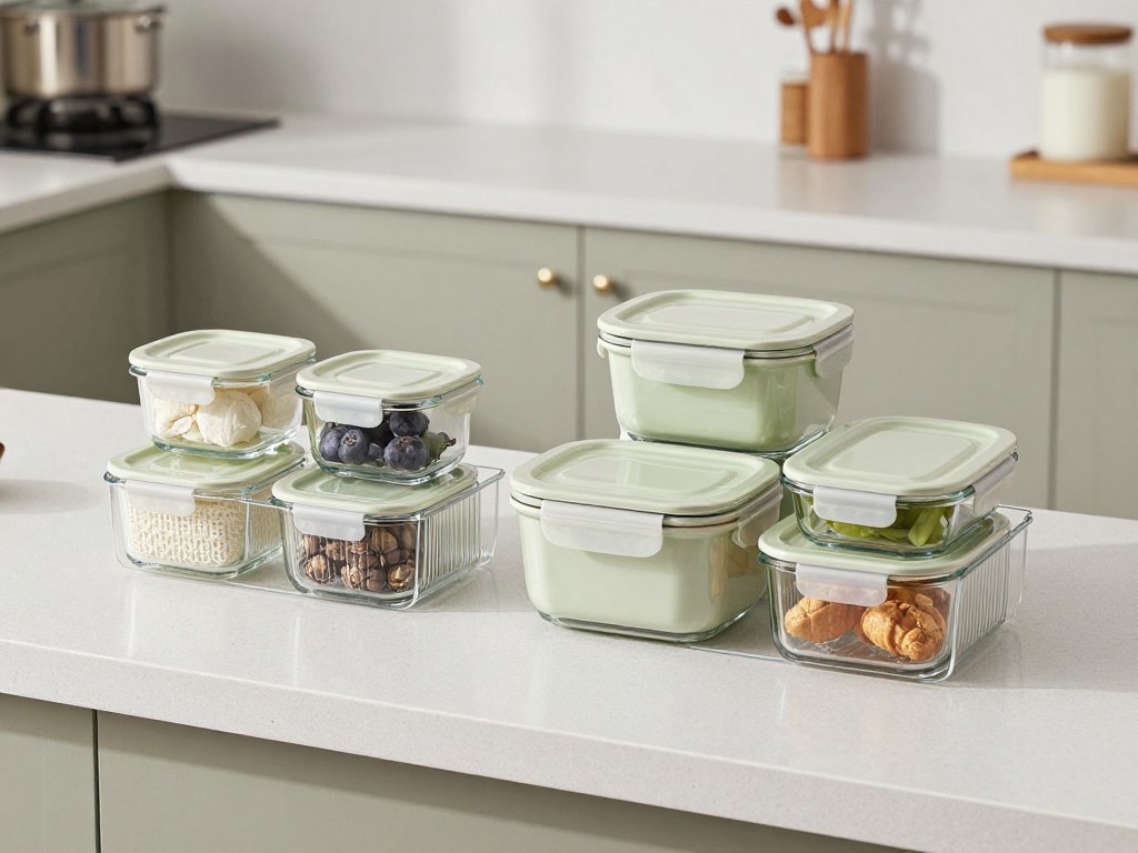 Caraway Food Storage Set in stylish colors with storage organizers