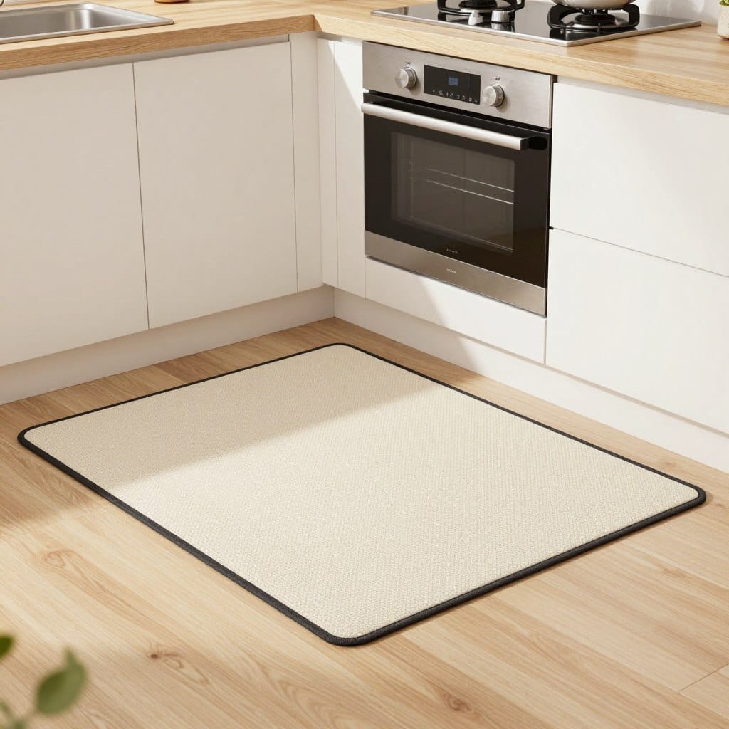 Generate an image of the Gorilla Grip Anti-Fatigue Cushioned Kitchen Mat in a modern kitchen setting.