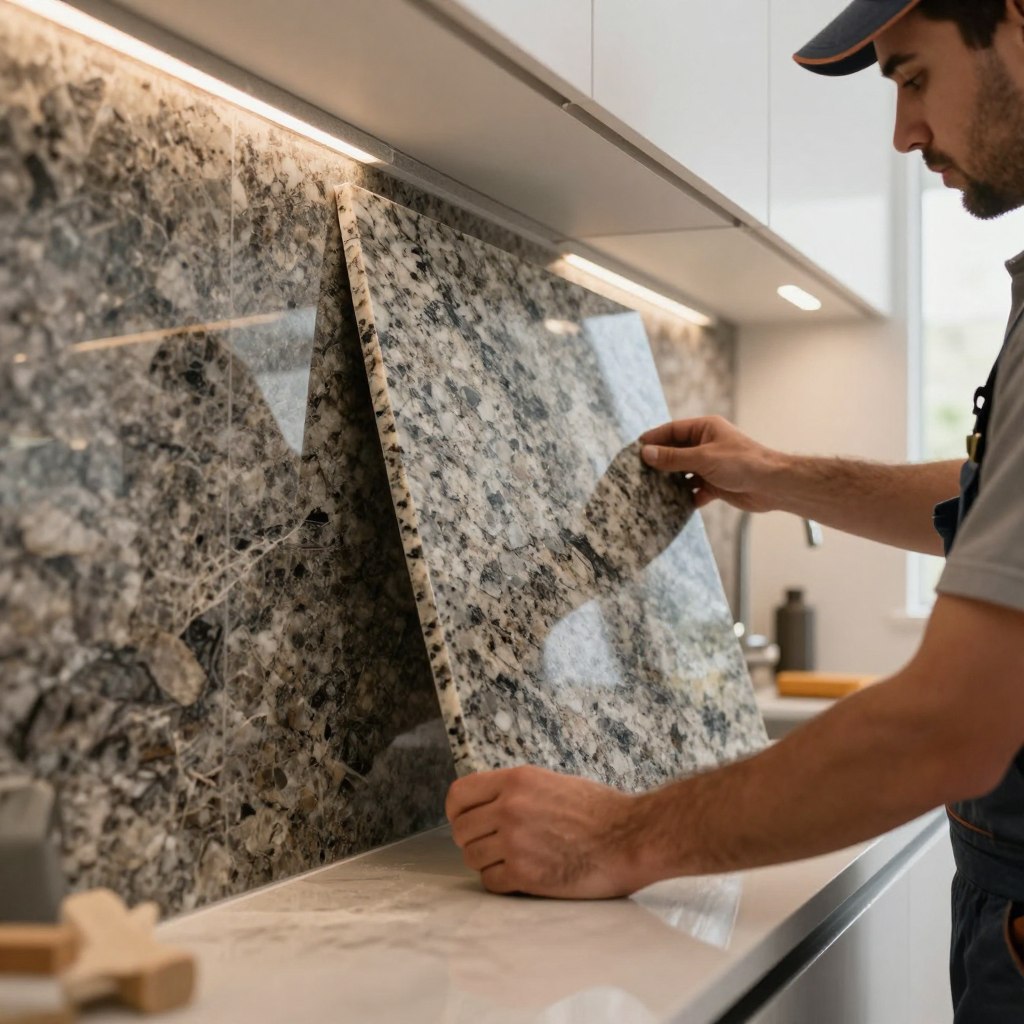 granite backsplash installation