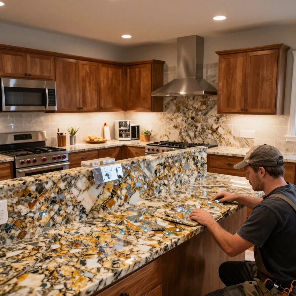 granite backsplash installation