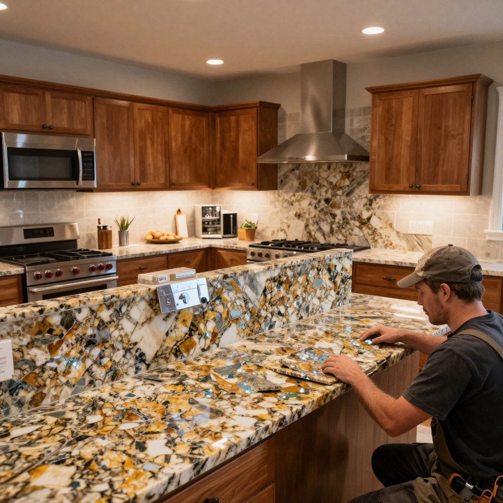 granite backsplash installation