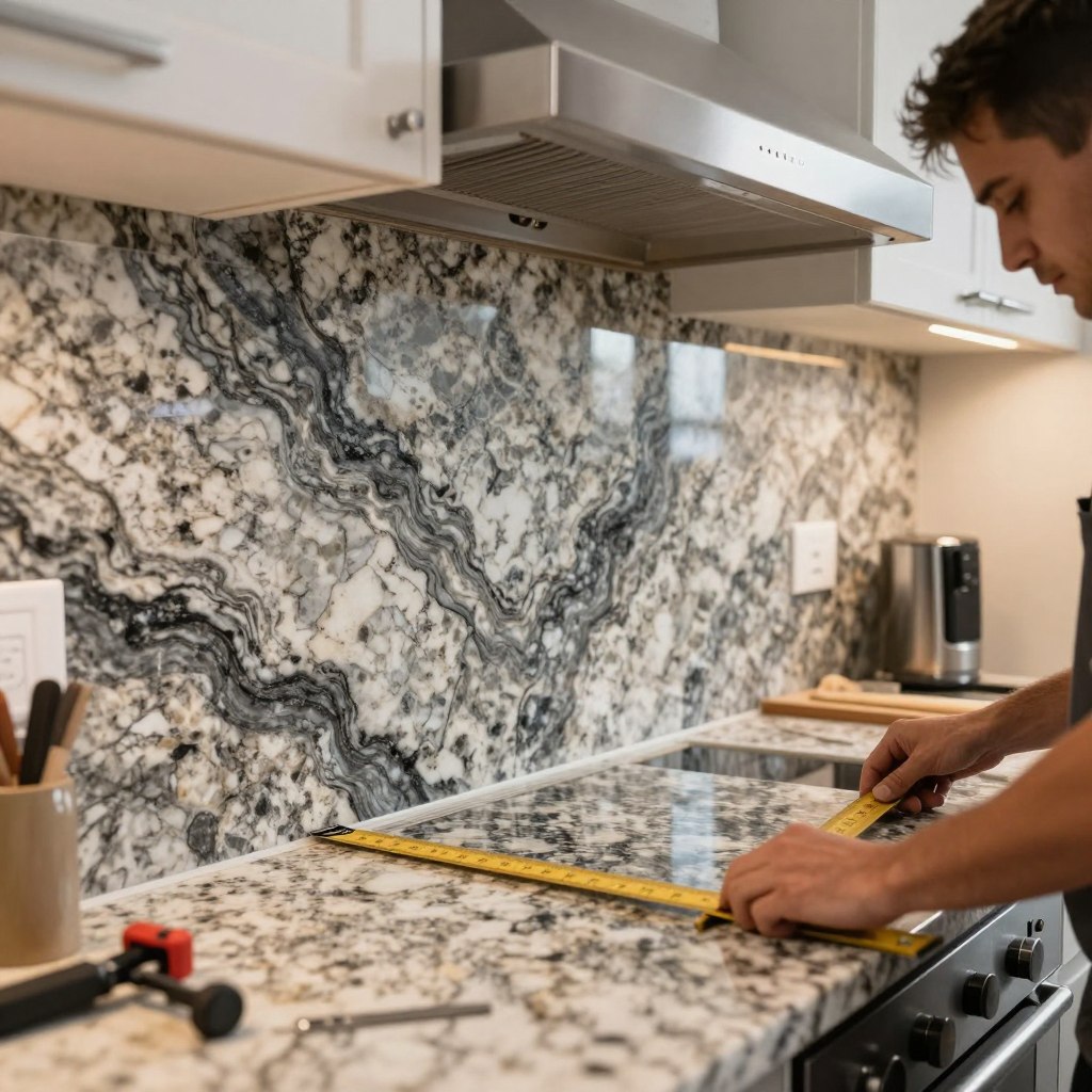 granite backsplash installation