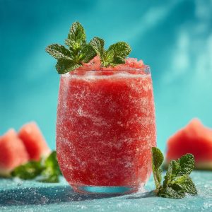 Watermelon and mint smoothie rich in electrolytes, providing instant hydration and cooling during hot summer days.