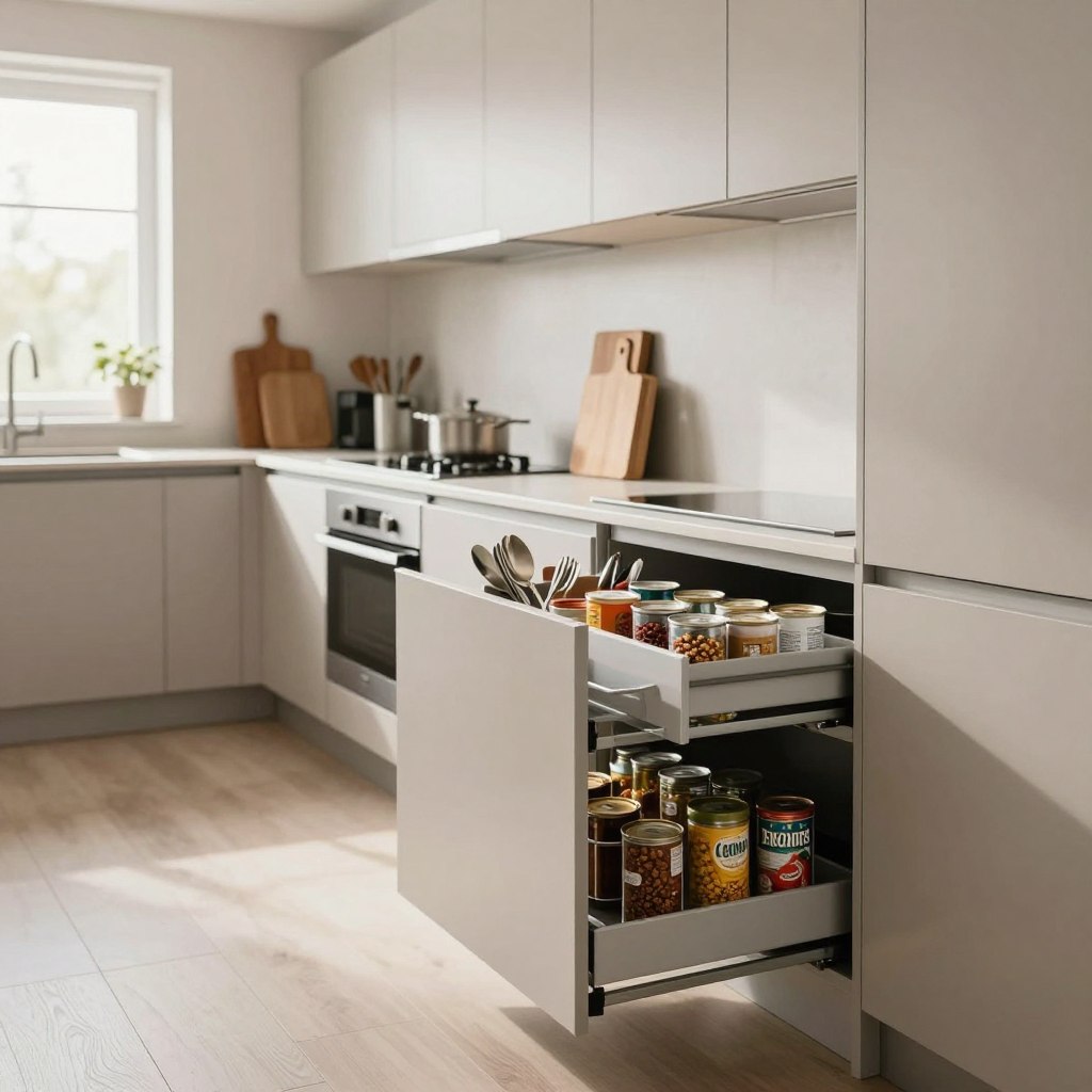 optimizing storage in narrow kitchen with pull-out systems