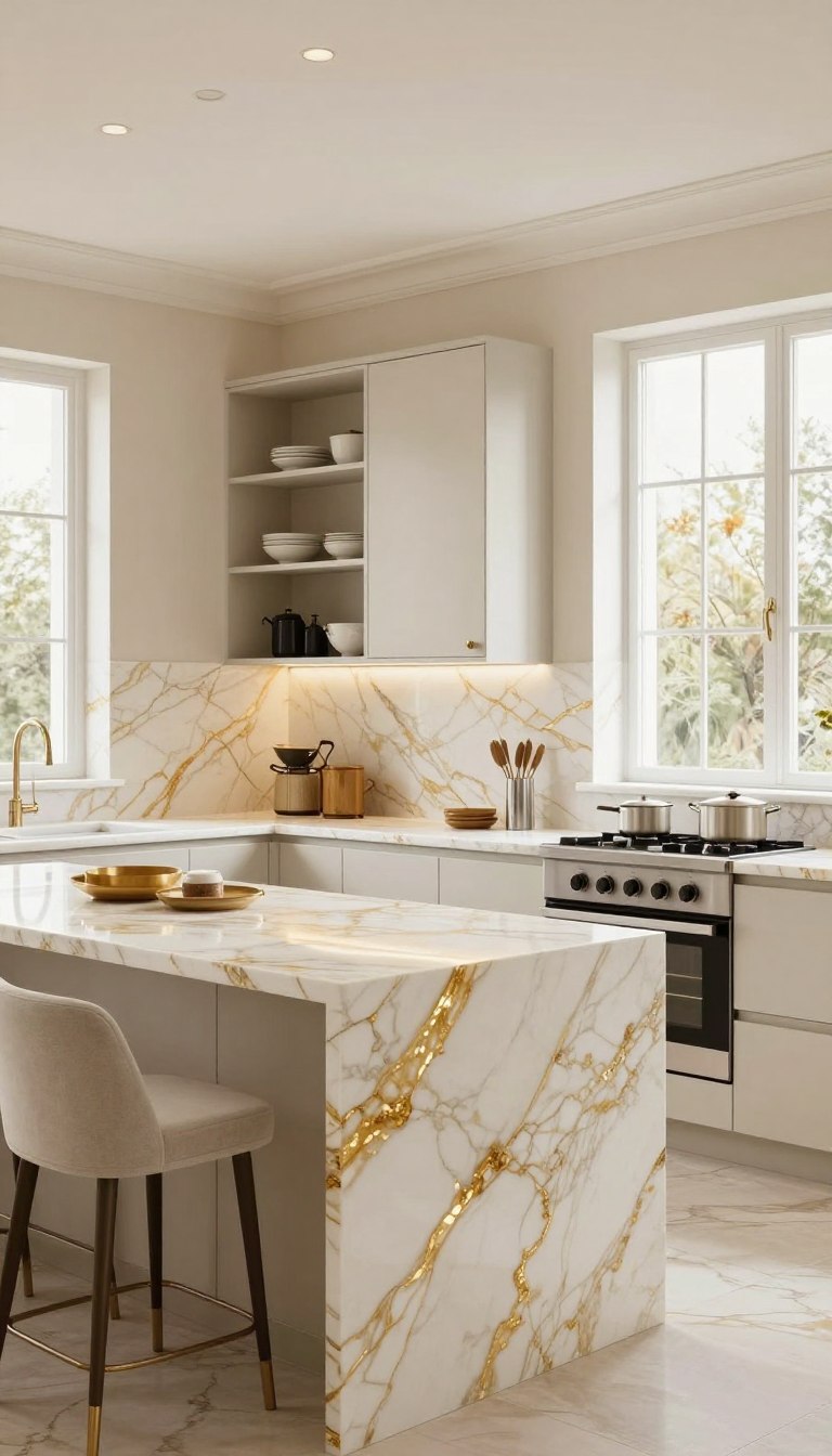 Calacatta Gold Marble Kitchen