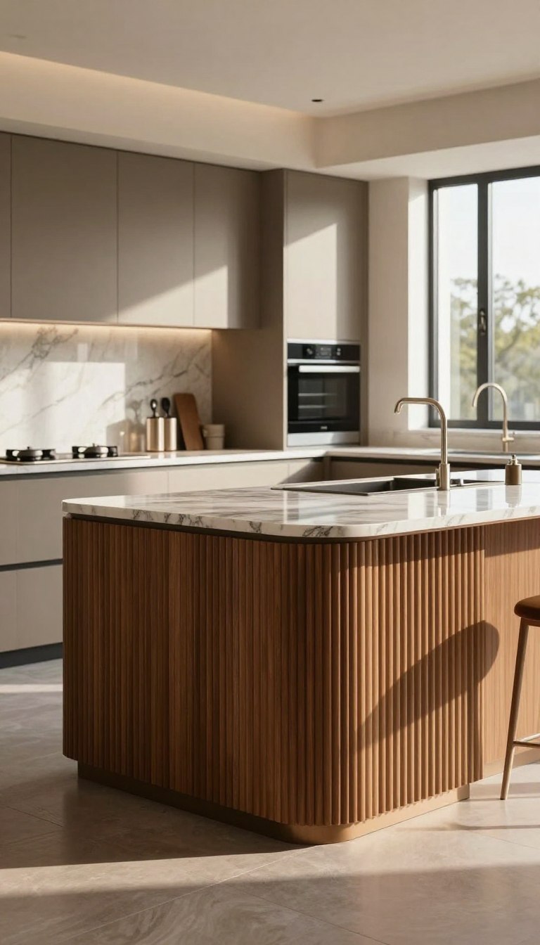 Fluted Kitchen Island Ideas