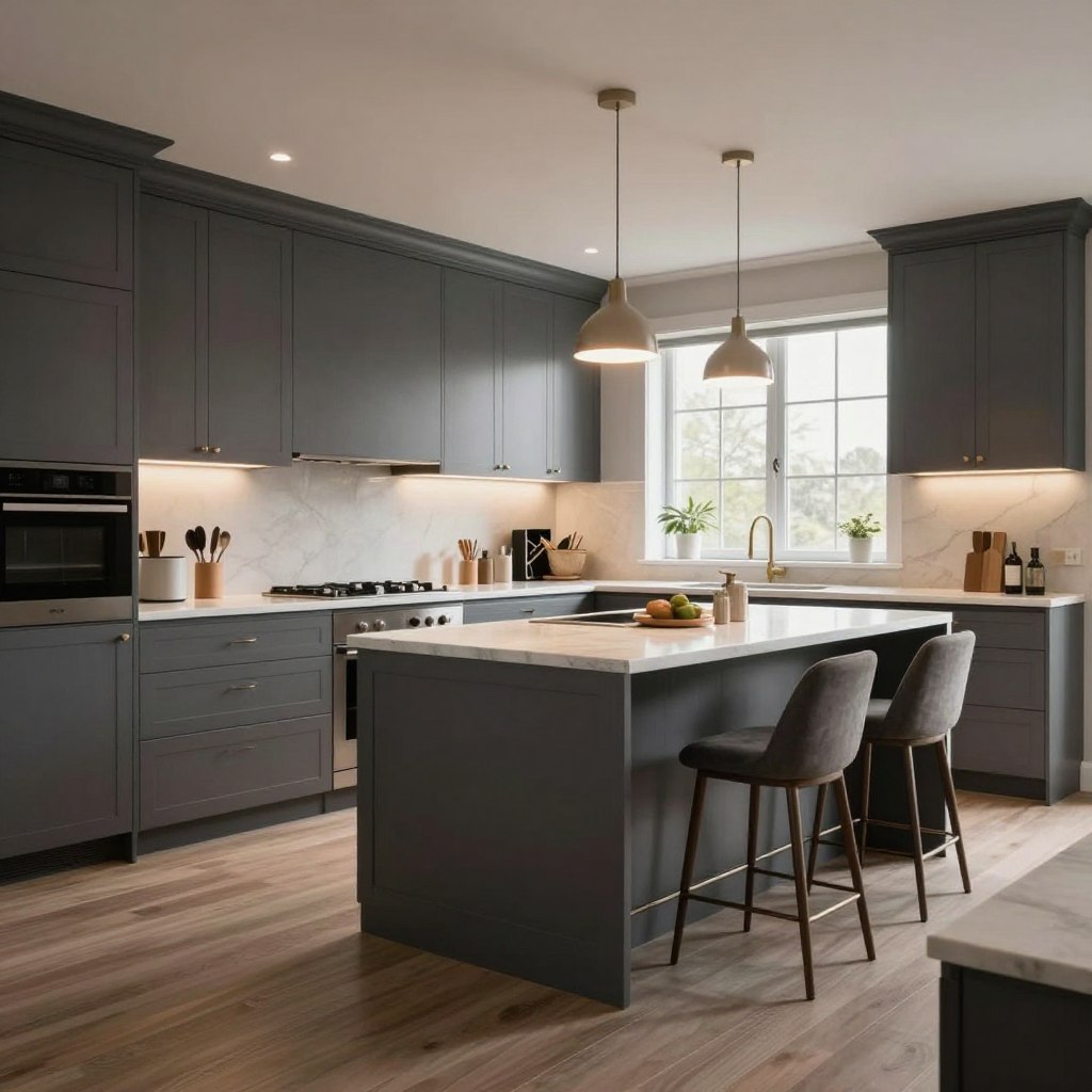 Modern Kitchen Paint Schemes with Charcoal Gray