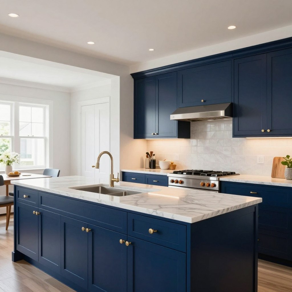 Navy Blue Colorful Kitchen Cabinets