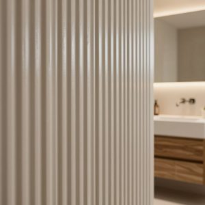 Ribbed Bathroom Vanities and Walls