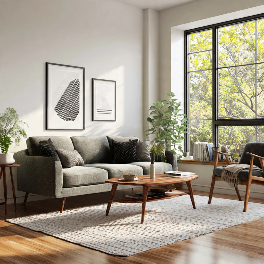 Sofa with incorrect depth and height overwhelming a living room and disrupting comfort and visual balance