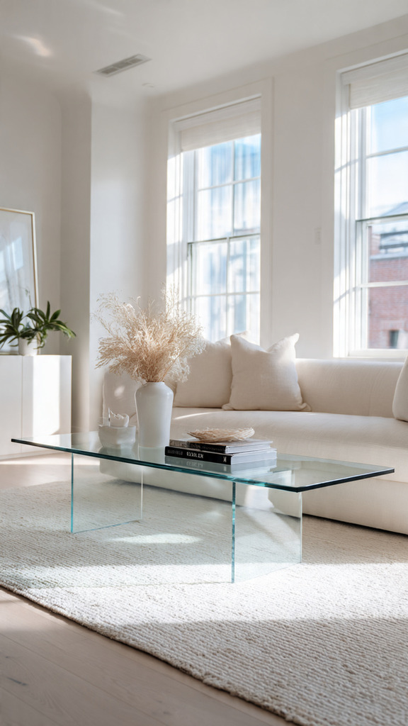 8 Minimalist Tempered Glass Coffee Table Ideas for Modern Spaces