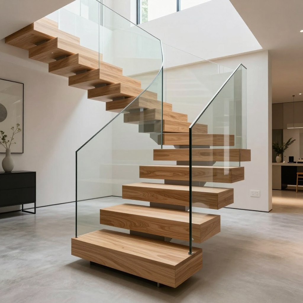 modern staircase ideas floating tread design
