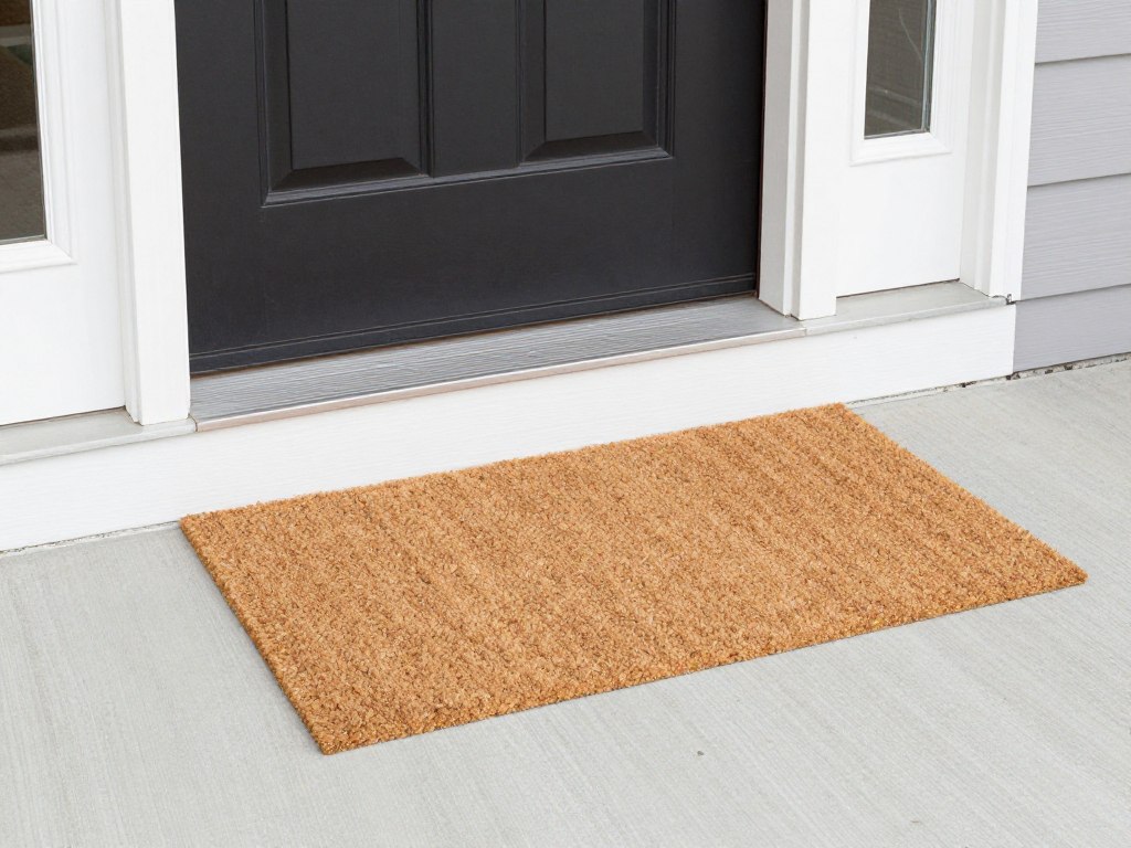 30x18 coir doormat positioned at standard residential front door