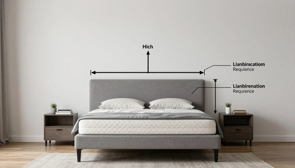 Bedroom measurement diagram with headboard dimensions