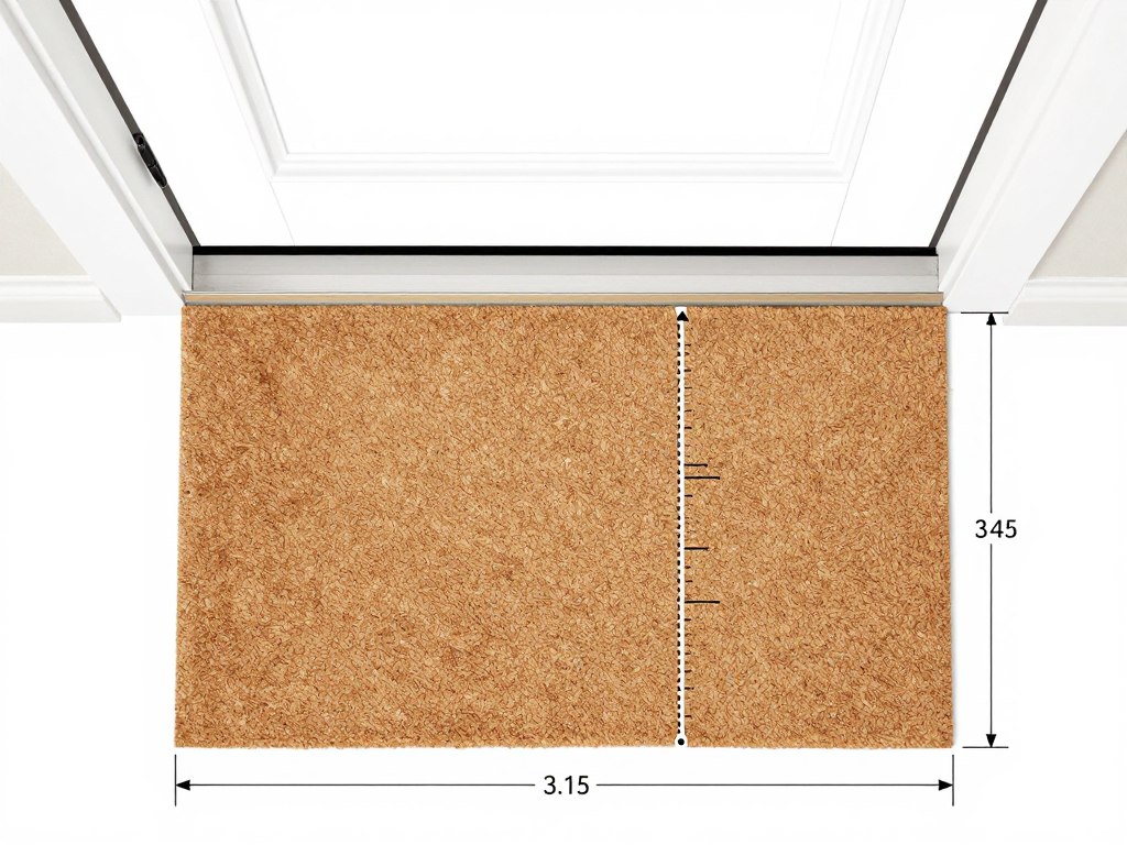 Diagram showing proper coir doormat positioning distance from door