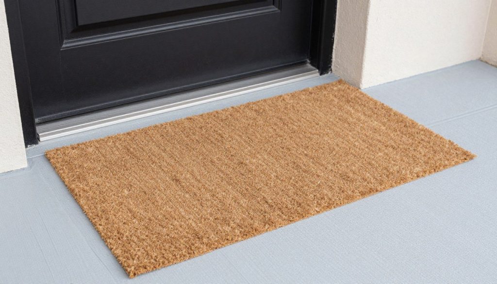 Dual mat system showing coir and rubber mats together