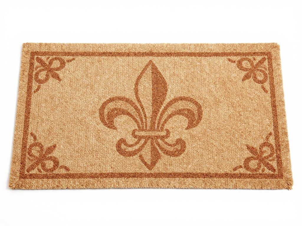 Fleur de lis decorative pattern coir doormat
