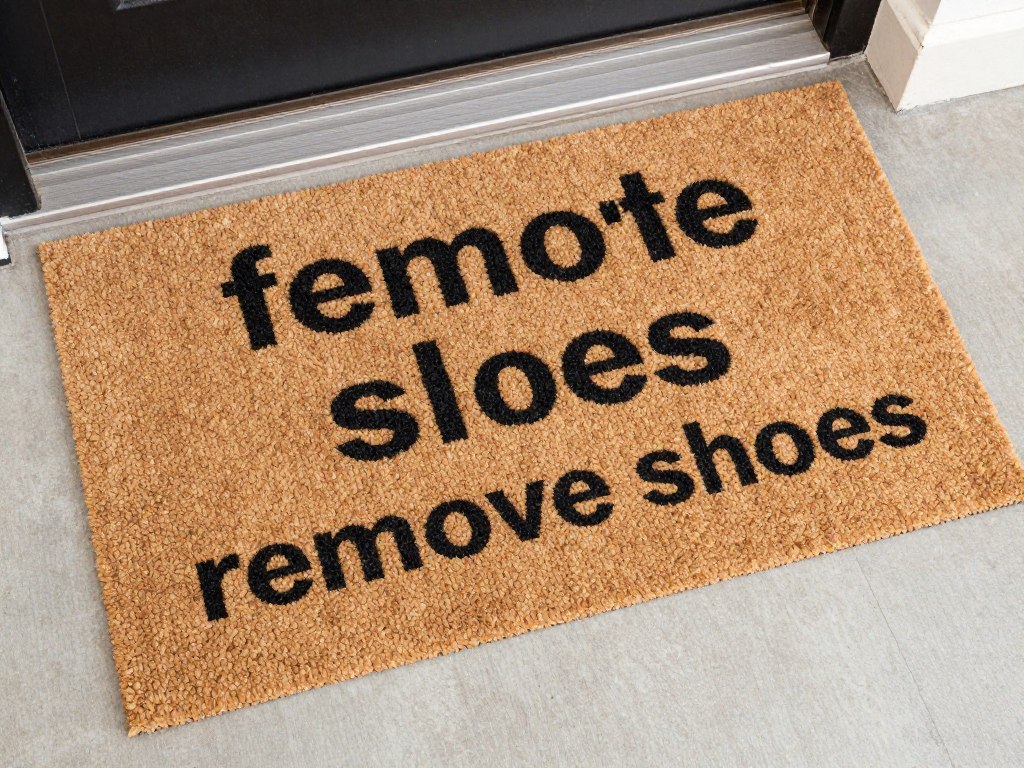 Humorous remove shoes doormat with funny message