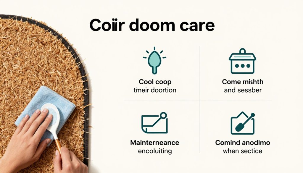 Infographic showing coir doormat care and maintenance tips