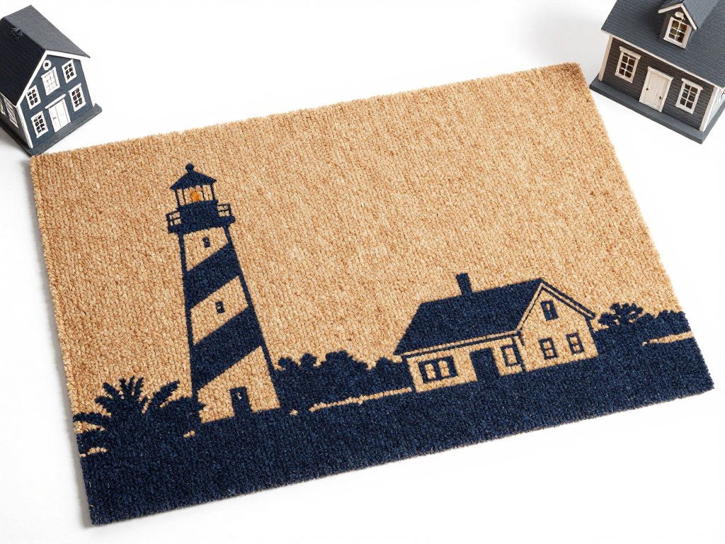 Lighthouse Cape Cod nautical themed coir doormat