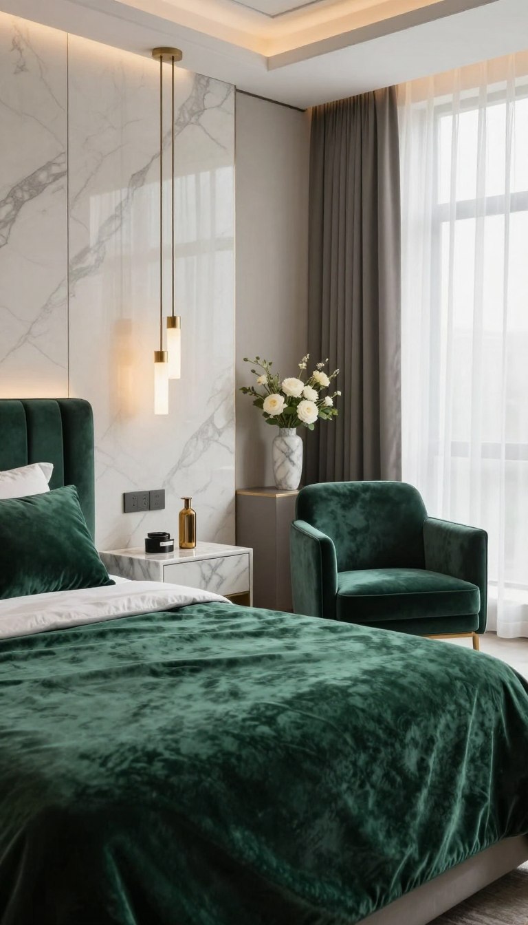 Marble and Velvet Bedroom