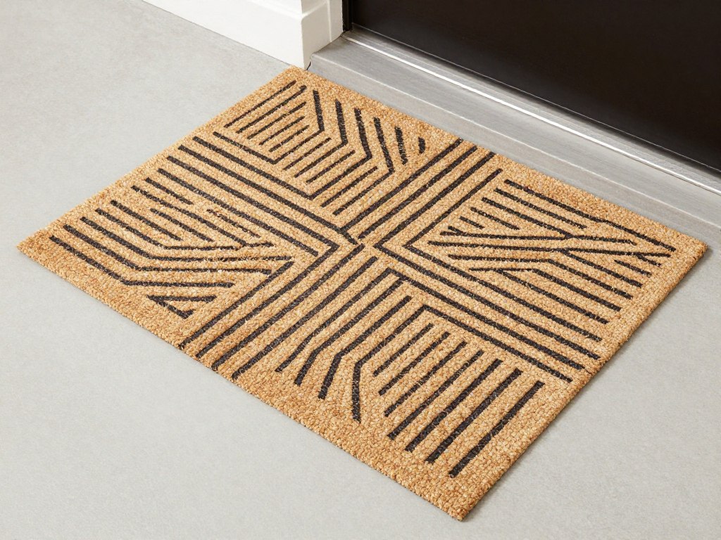 Modern geometric pattern coir doormat with contemporary design