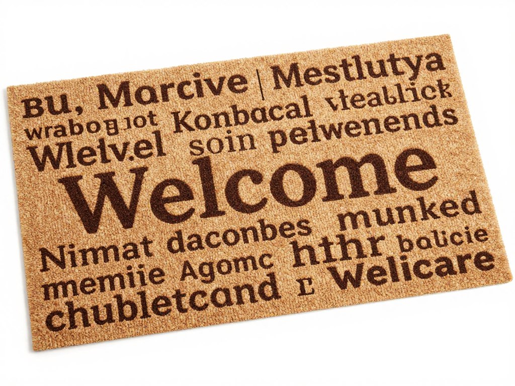 Multilingual welcome doormat with multiple languages
