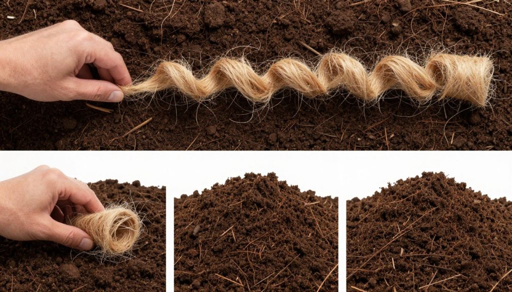 Natural biodegradation of coir material in soil