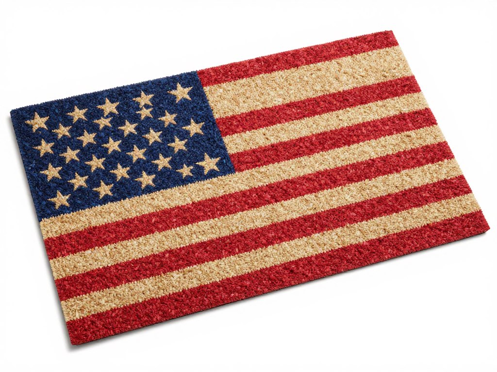 Patriotic stars and stripes American flag themed coir doormat