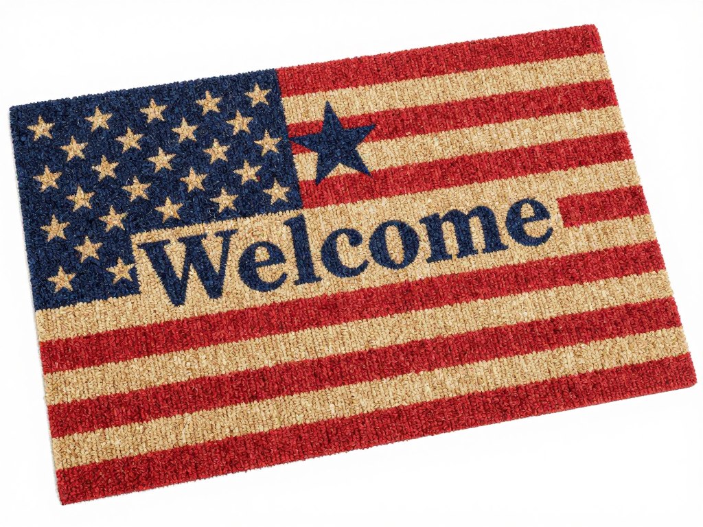 Patriotic stars pattern coir doormat