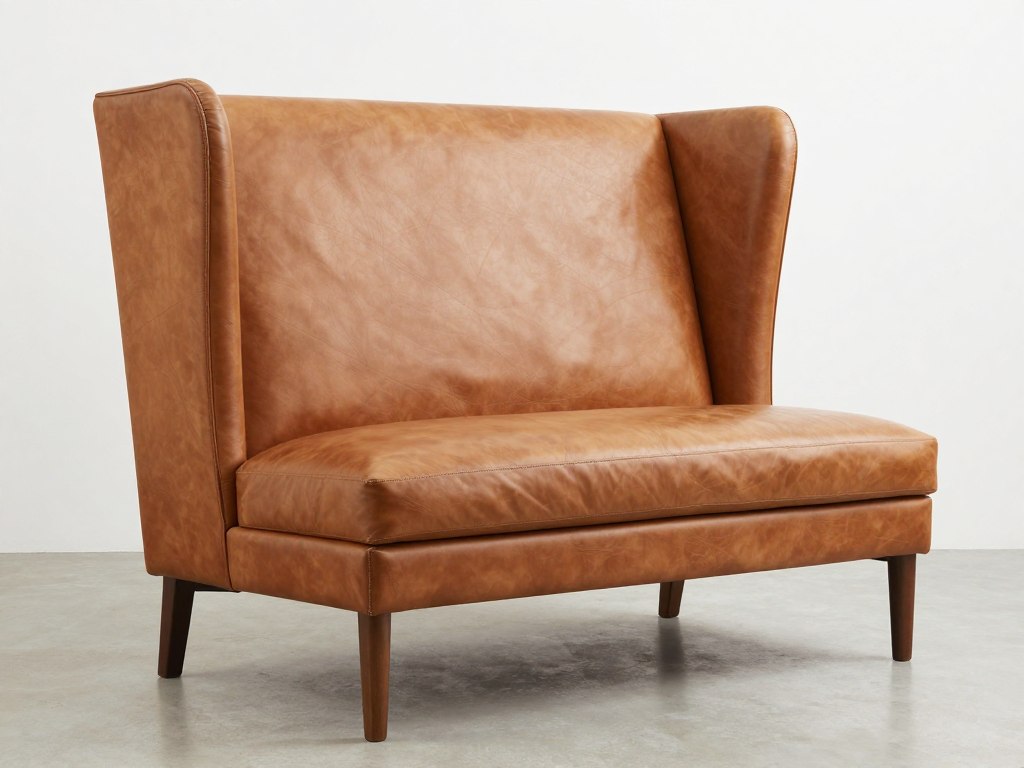 Side view showing wingback headboard profile and leather details