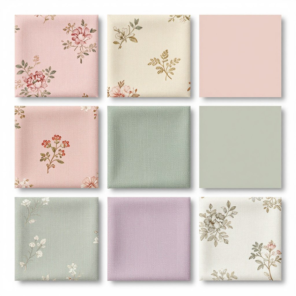 Soft pastel floral bedding color palette examples
