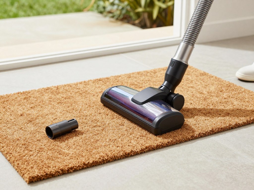 Weekly vacuuming of coir doormat