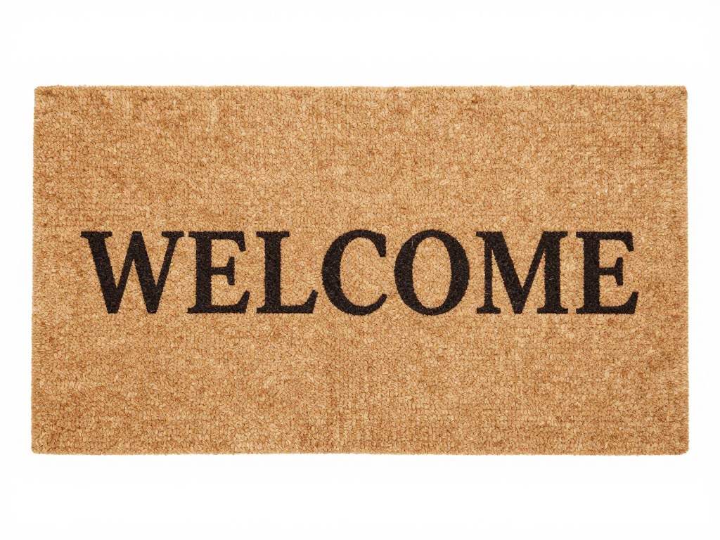 Welcome message coir doormat with classic text design