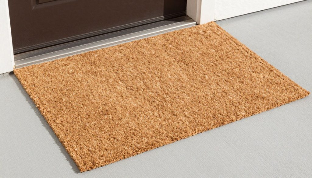 Well-maintained coir doormat showing proper care results