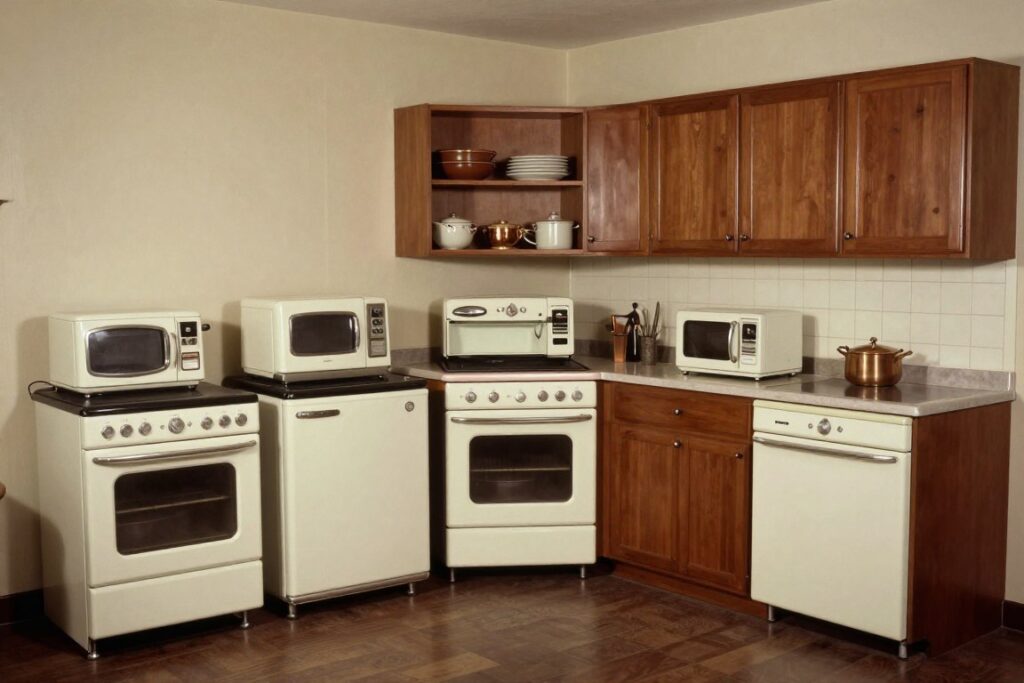 1940s vintage kitchen showing traditional work triangle layout
