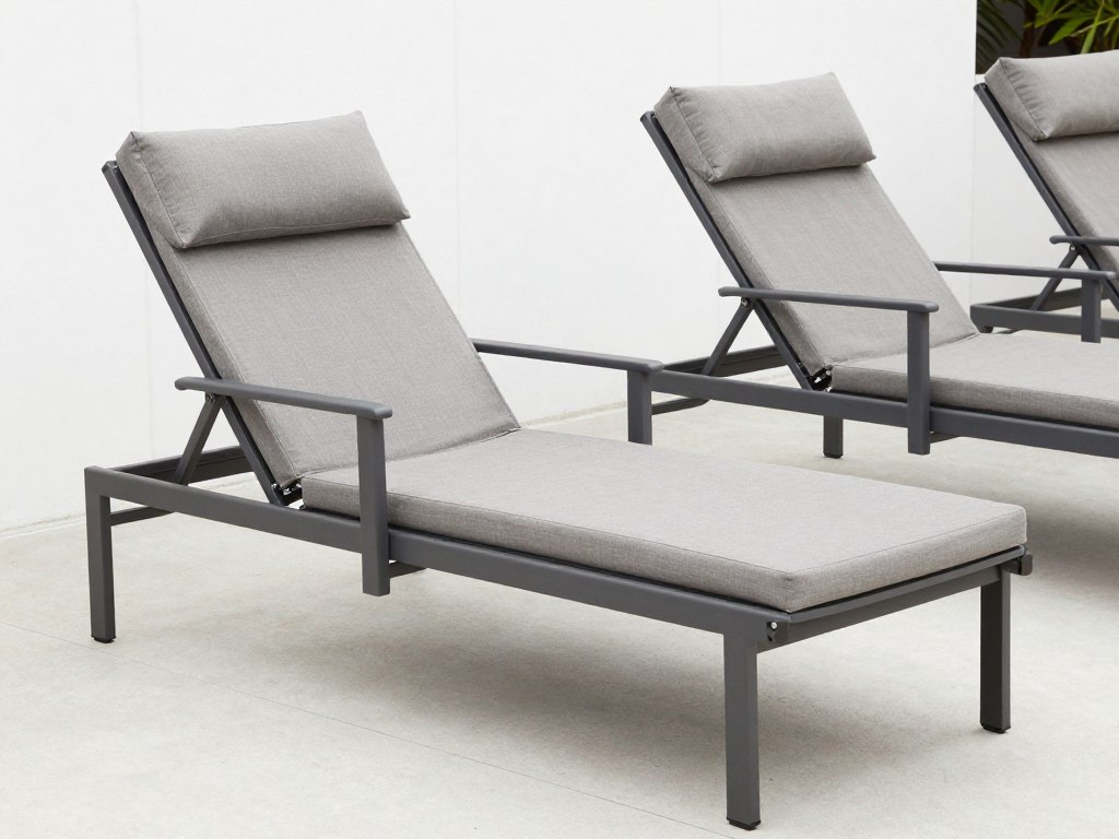 Adjustable chaise lounge showing recline positions, NO PEOPLE, NO HUMANS, NO HANDS