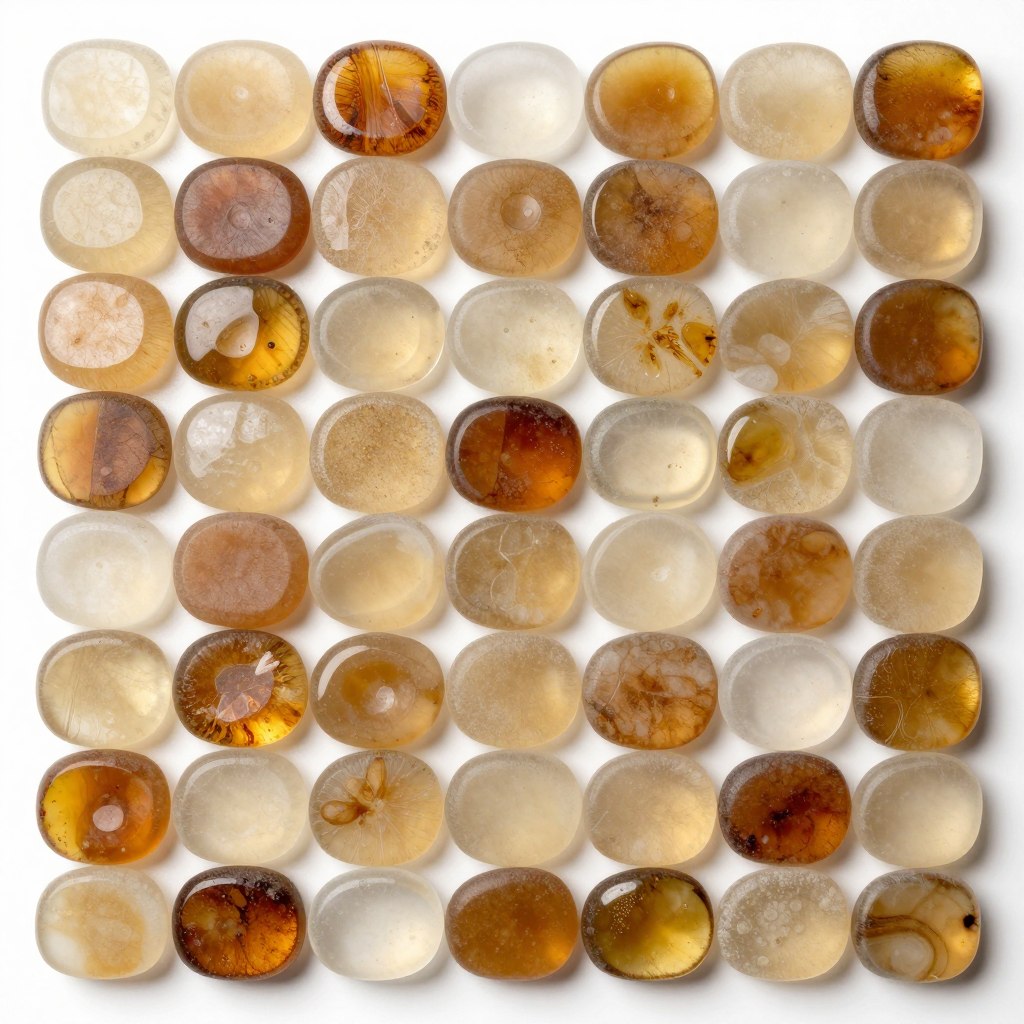 Amber coastal blend sea glass tile mix showing warm tones