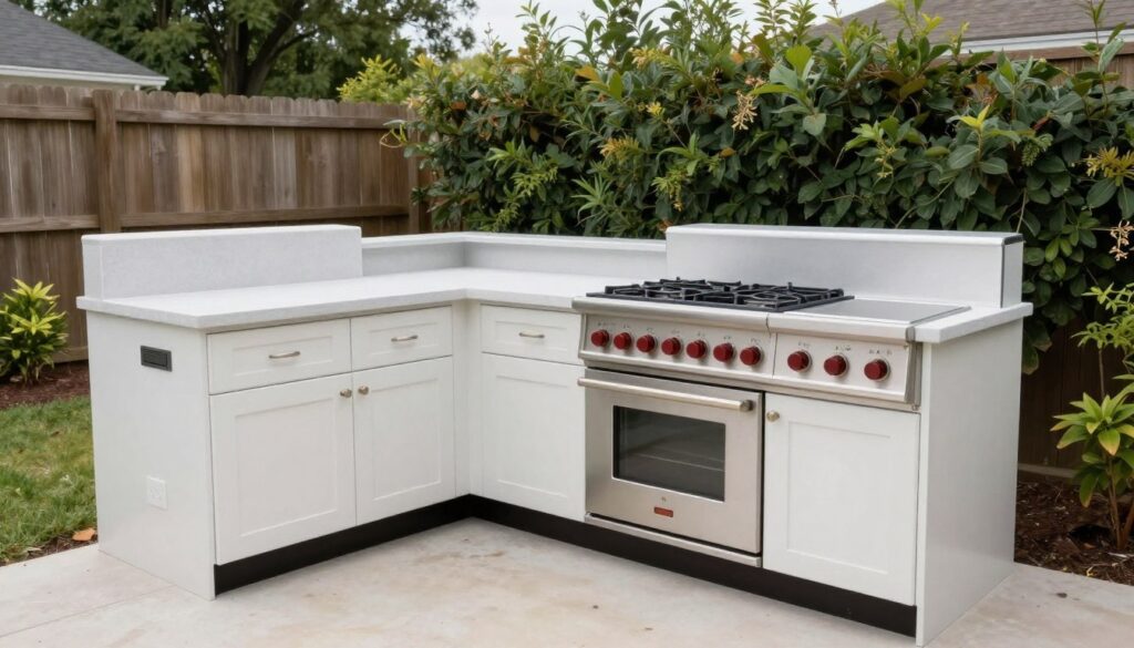 Beautiful completed small outdoor kitchen ready for use