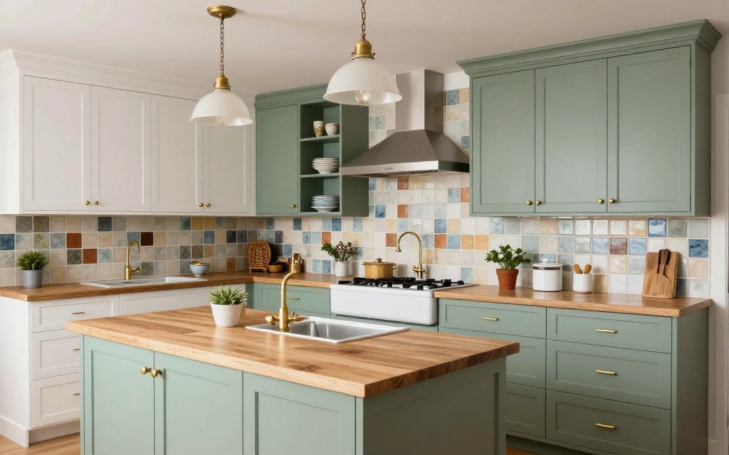 Before and after kitchen transformation showing the impact of whimsical design elements and personality additions