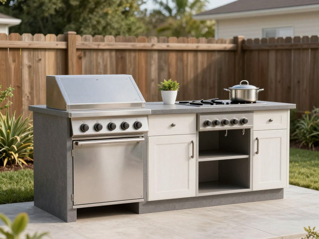 Budget-friendly outdoor kitchen with cost-effective materials