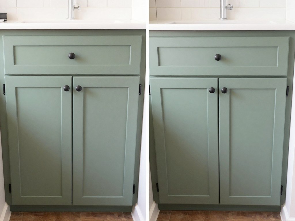Budget-friendly sage green kitchen cabinet transformation