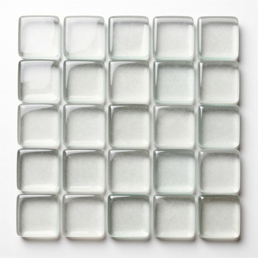 Clear glass pool tile suitable for backsplash application