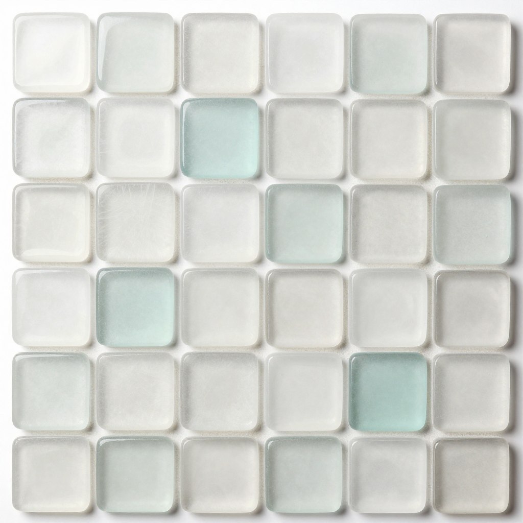 Coastal neutral sea glass tile mix with subtle color variation