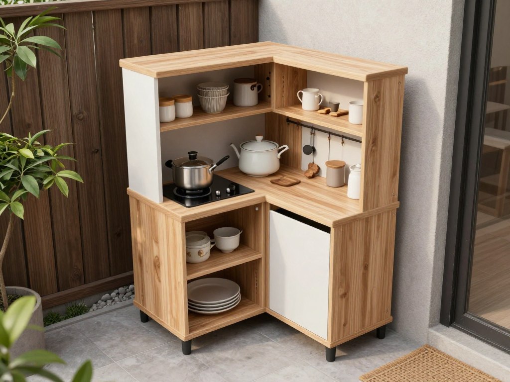 Compact modular outdoor kitchen in small patio space
